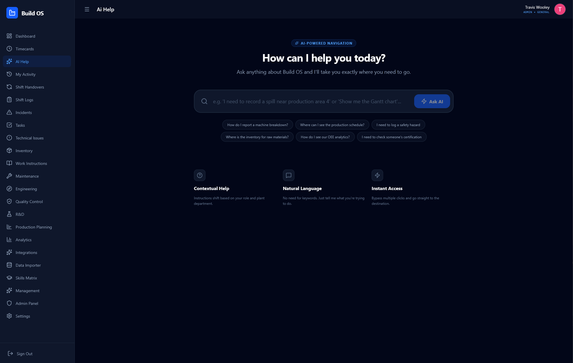 Build-OS AI help interface