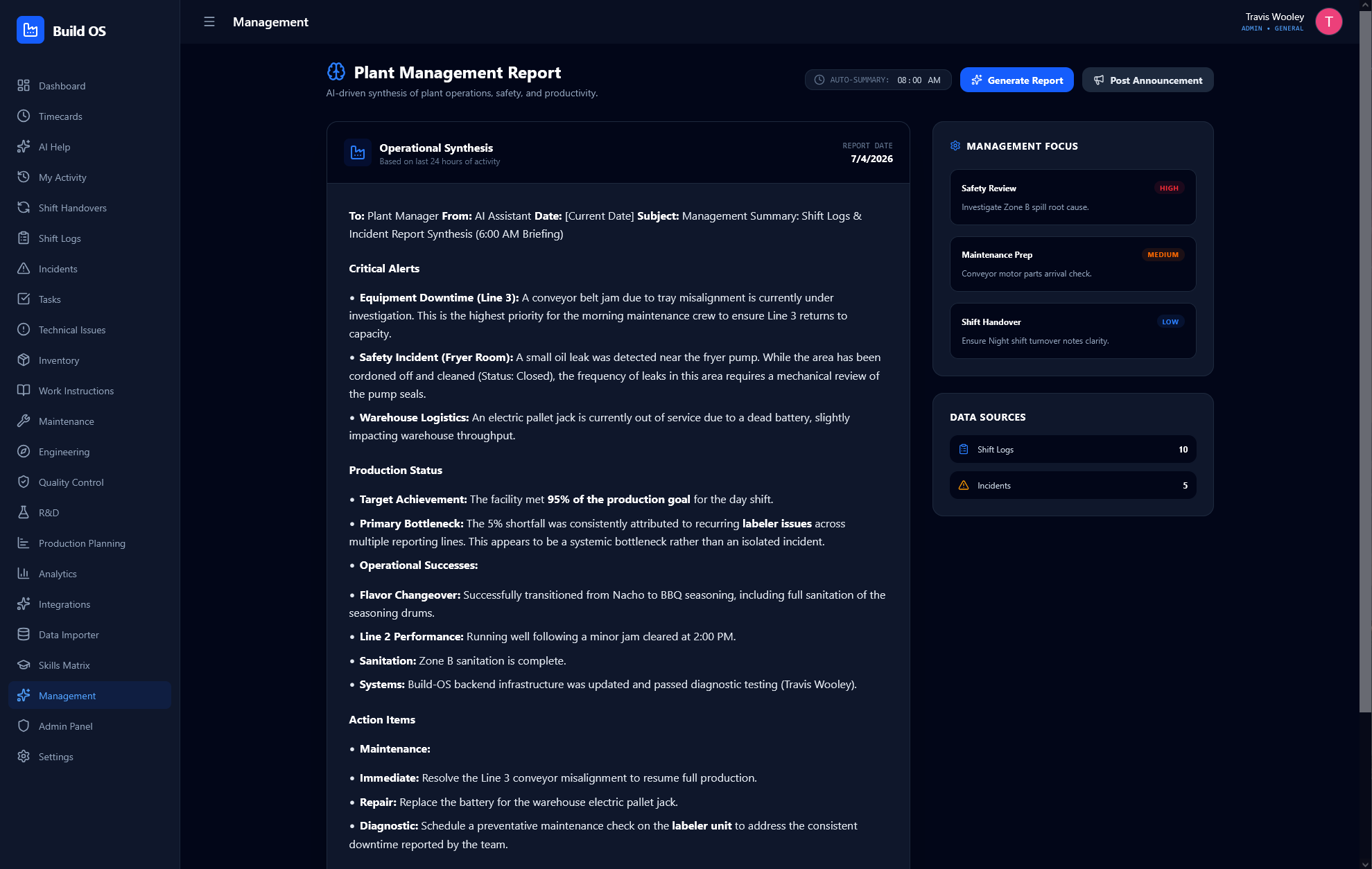 Build-OS management report